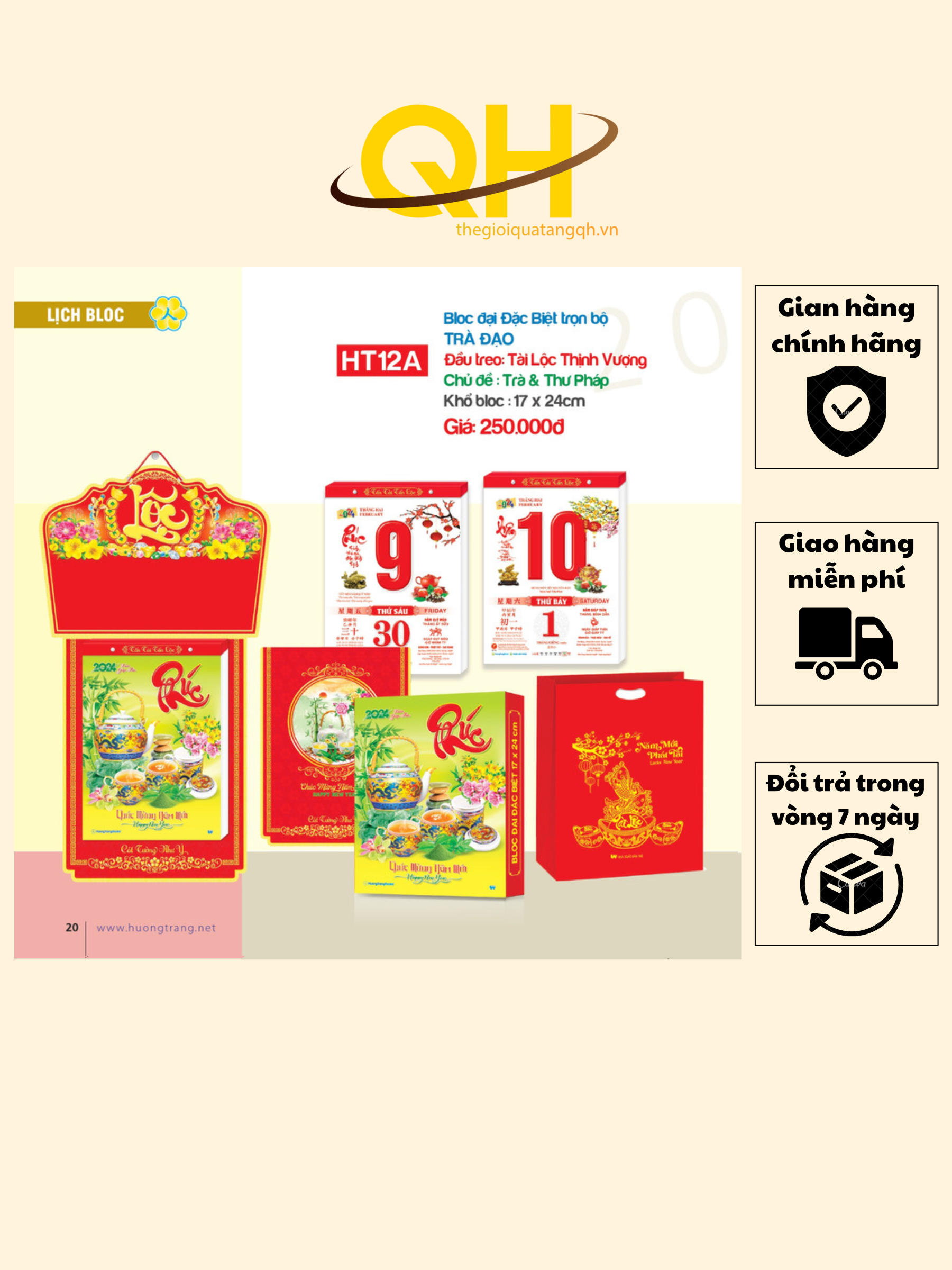 Lịch 2024 Bloc Đại Trọn Bộ Đặc Biệt Cao Cấp - Quà Tặng Tết Lịch Treo Tường HT12