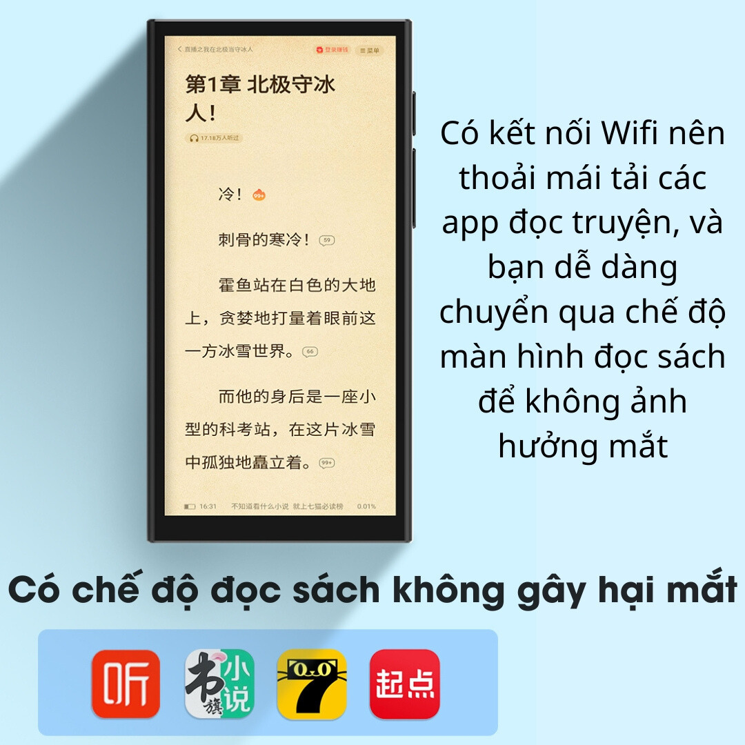 Ruizu Z90 Máy Nghe Nhạc Android WiFi/Bluetooth  Màn hình Full HD 4.0 inch, RAM 4GB, ROM 64GB, Android 10  Xem YouTube, tải App dễ dàng  Pin 2200mAh, 20h nghe nhạc  Jack 3.5mm HiFi, chế độ đọc sách  Tiếng Việt dễ sử dụng - Hàng Nhập Khẩu
