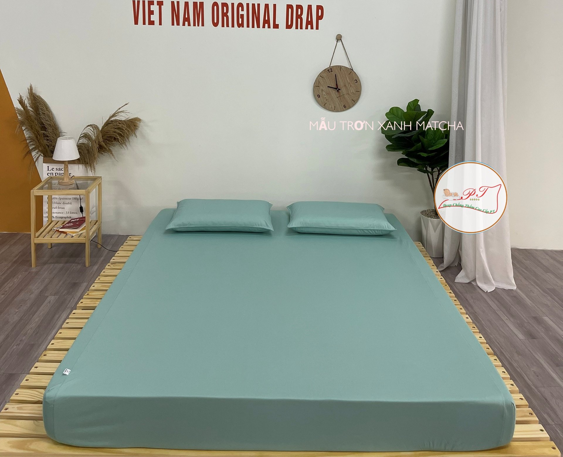 Ga Chống Thấm Cao Cấp PT Mẫu Họa Tiết Trơn Xanh Matcha