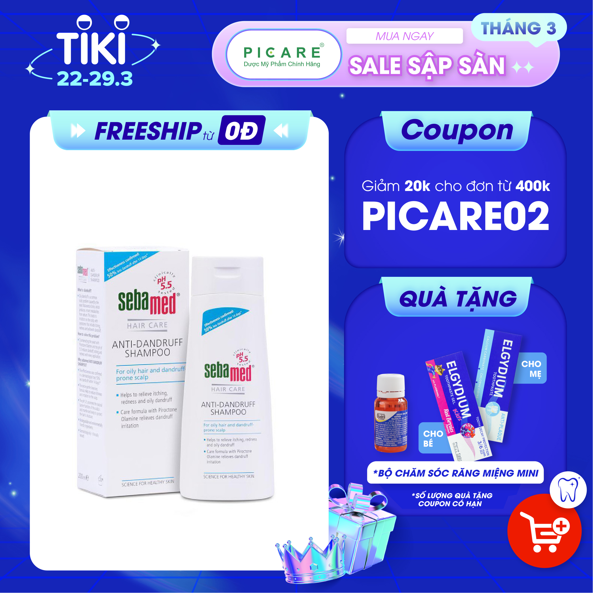 Dầu Gội hỗ trợ Trị Gàu pH5.5 Sebamed Anti-Dandruff Shampoo SSS03C (200ml)