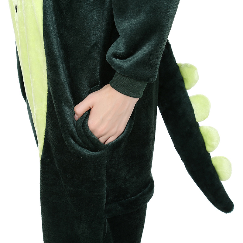 Bộ đồ thú Khủng Long xanh liền thân lông mịn Pijama dành Cho Người Lớn và Trẻ Em Đầy Đủ Các Kích Cỡ kiểu dáng Động Vật Hoạt Hình Cosplay