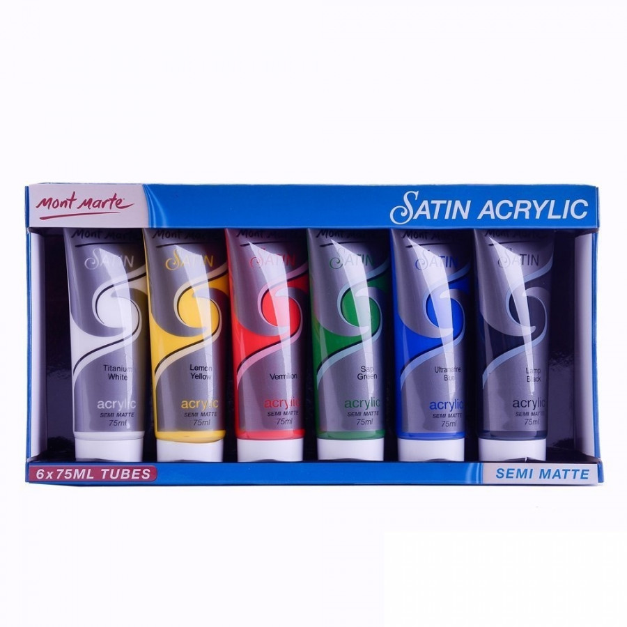 Màu Acrylic Satin Mont Marte Bộ 75ml X 6 Màu