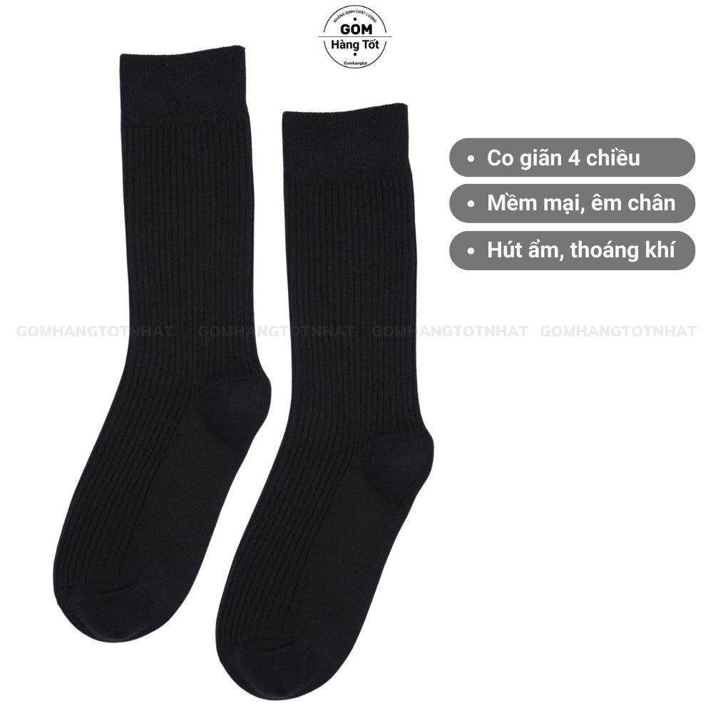 Combo 4 đôi tất nam công sở cổ cao màu đen, vớ cổ cao đi giày tây chất liệu cotton mềm mại thoáng mát-FIVE-TAY10-DEN-CB4