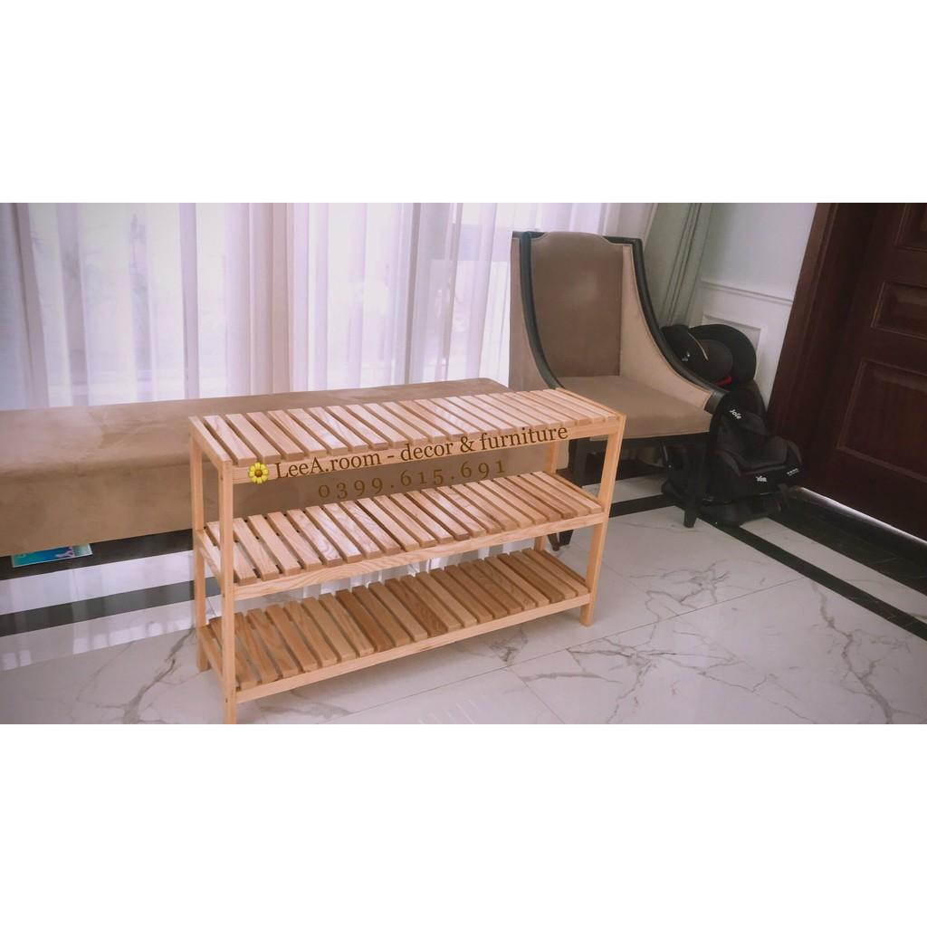 KỆ GIÀY DÉP DECOR 3 TẦNG SIZE L - WOODEN BENCH - GỖ TẦN BÌ CAO CẤP