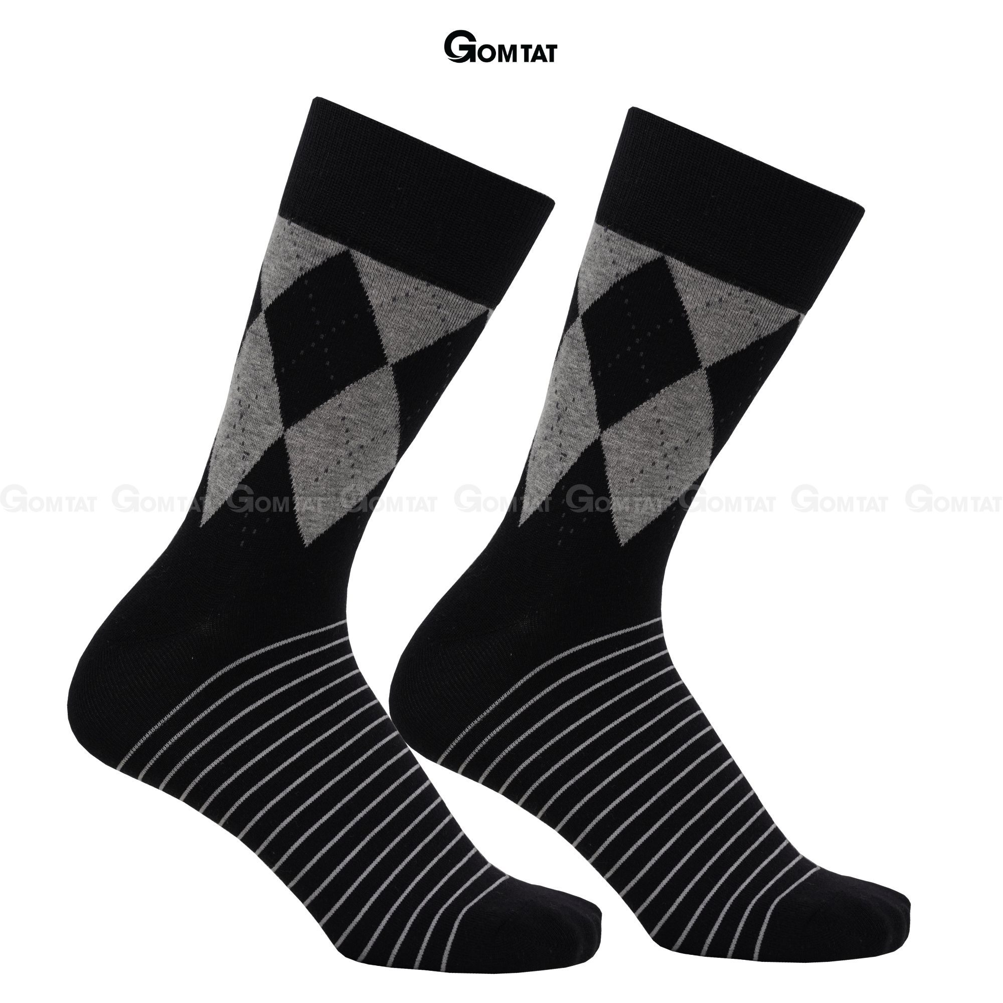 Tất nam cổ cao công sở GOMTAT cao cấp mẫu MIX07, chất liệu cotton mềm mại, hút ẩm thoáng khí - GOM-MIX07-1DOI
