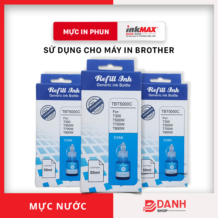 Bộ 4 màu - Mực nước inkMAX / Mực màu inkMAX dùng cho máy in phun Brother T300, T310,T500, T510W, T700, T710W, T810W, T910W, T4000, T4500DW