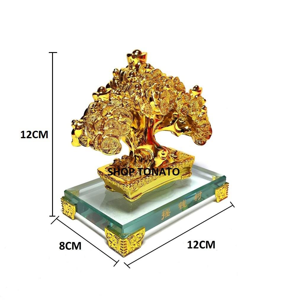 CÂY KIM TIỀN PHÁT TÀI LỘC ĐẾ THỦY TINH 3008 CAO 12CM