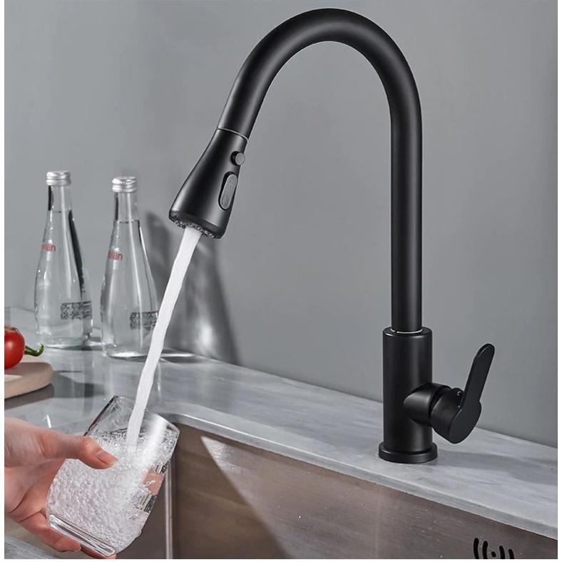 VÒI RỬA CHÉN BÁT CAO CẤP ROSLER RL-805 BLACK, NÓNG-LẠNH, CÓ DÂY RÚT KÉO DÀI ,BỀ MẶT PHỦ SƠN TĨNH ĐIỆN MÀU ĐEN, TIỆN LỢI