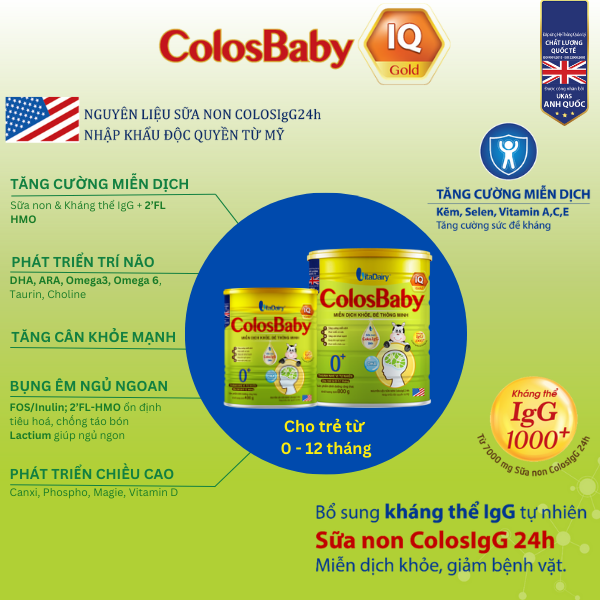 Colosbaby IQ Gold 0 + 400g hỗ trợ phát triển trí não, miễn dịch khỏe cho bé - VitaDairy