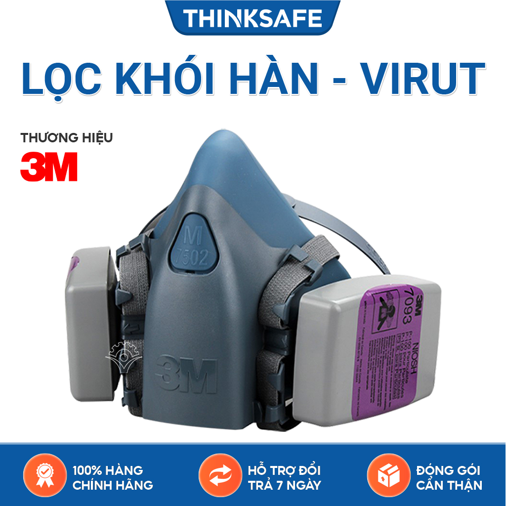 Mặt nạ phòng độc 3M 7502 phin lọc 3M 7093 - Trang bị tuyến đầu phòng dịch - Mặt nạ P100/ N95 phòng dịch, lọc bụi mịn pm2.5, khói hàn, chống hơi sơn, vi khuẩn, vi rút