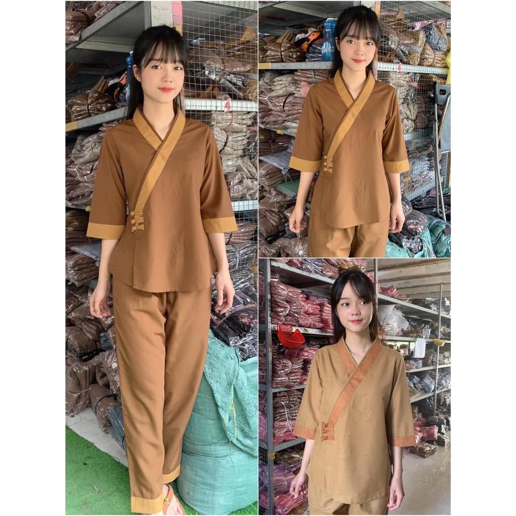 ĐỒ LAM ĐI CHÙA PHÁP PHỤC PHẬT GIÁO 3 NÚT