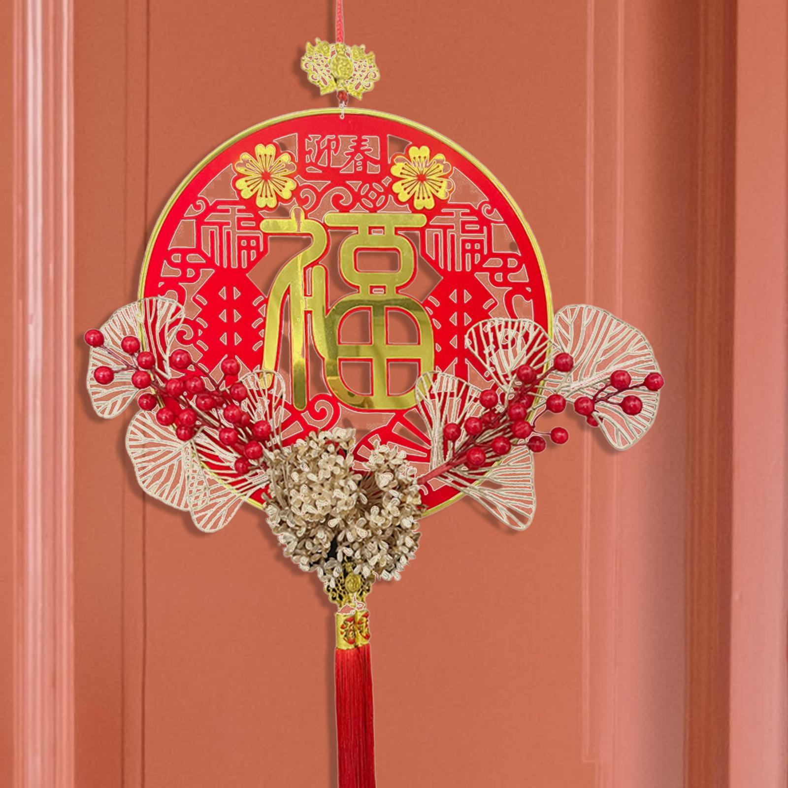 Vòng Treo Cửa Chữ PHÚC bằng acrylic, Chất liệu flannel bền Dùng Trang Trí Năm Mới Nhà Cửa/ Văn Phòng May Mắn