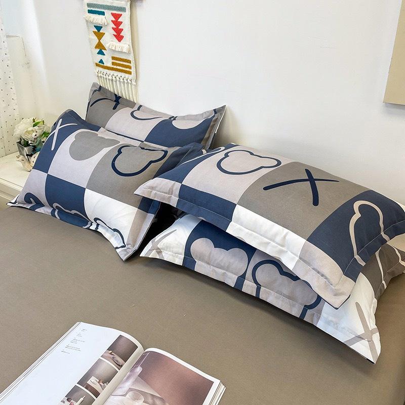 Bộ chăn ga gối cotton poly M2T bedding gồm vỏ chăn mền, drap ga giường và 2 vỏ gối nằm - PL Gấu X