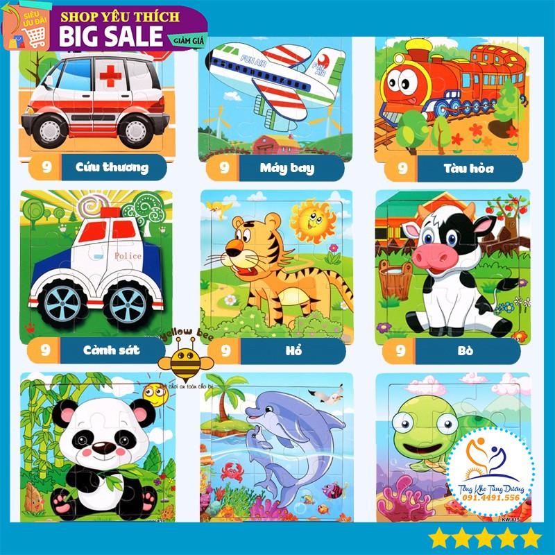 Đồ chơi Tranh Xếp Hình Ghép Gỗ Puzzle 9 Miếng, 12 miếng Cho Bé