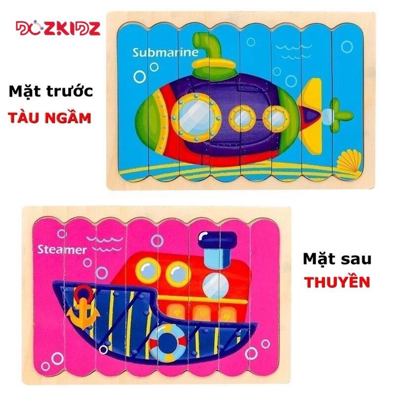 Đồ chơi gỗ ghép hình - Tranh ghép hình que 2 mặt bằng gỗ - DOZKIDZ