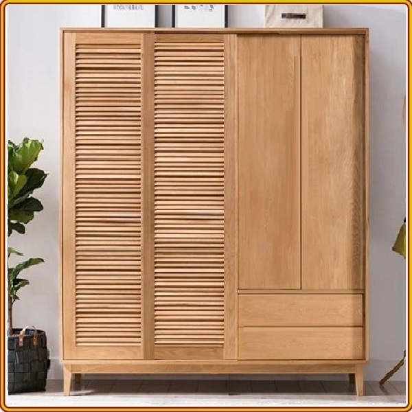 Tủ quần áo gỗ sồi Tundo 2 cánh lùa 2 cánh mở 220 x 60 x 200 cm