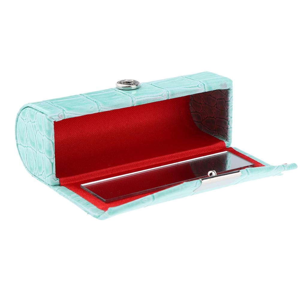 Durable Soft Leather Lipstick Case Holder Organizer Bag for Purse Cosmetic Storage Kit With Mirror