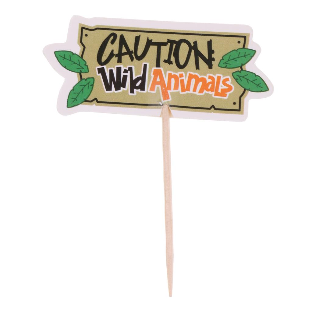 48x Wild Animal Cupcake Toppers Picks Baby Shower Kid Birthday Party Decor