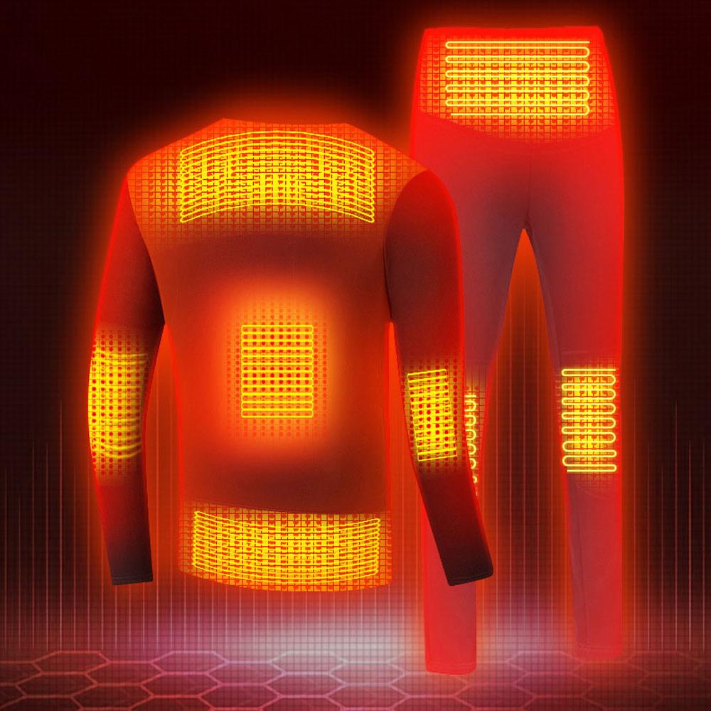 Smart Heating Thermal Underwear Set 8-Zone USB Electric Heated Suit Support APP Control 5-Level Temperature Adjustment