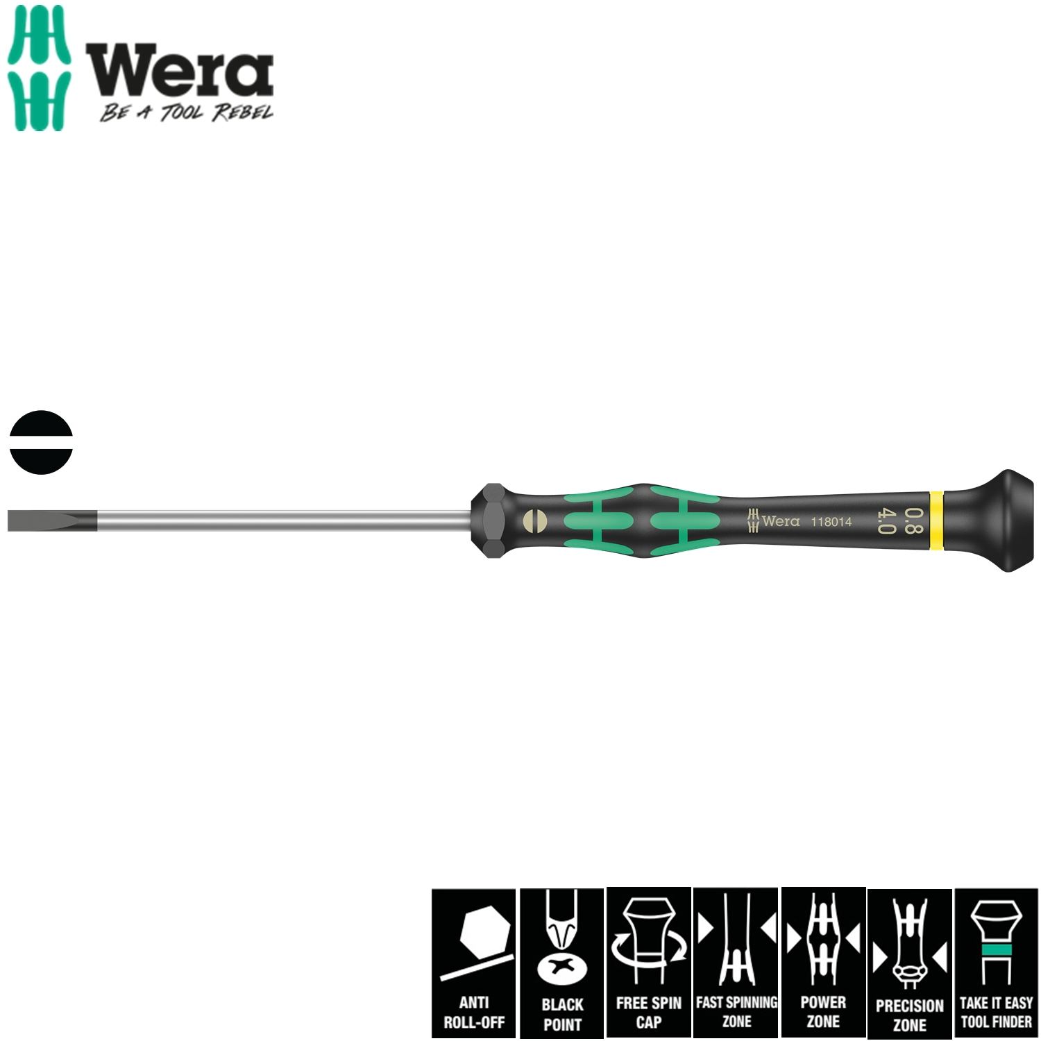 Tua vít điện tử dẹp 2 cạnh 2035 0,80 x 4,0 x 80 mm cho điện tử và cơ khí chính xác Wera 05118014001