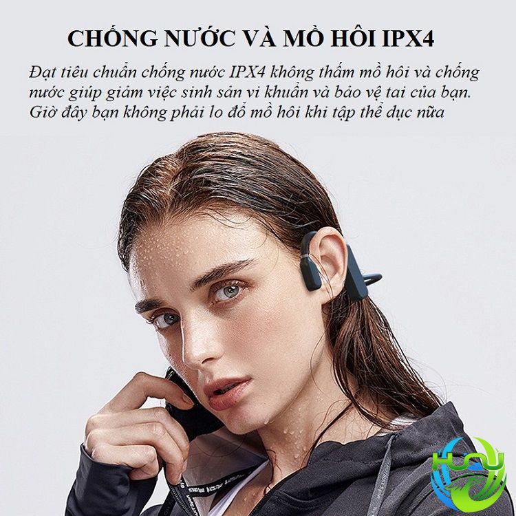 Tai nghe bluetooth dẫn truyền xương Huqu X19 - Chống nước IPX4