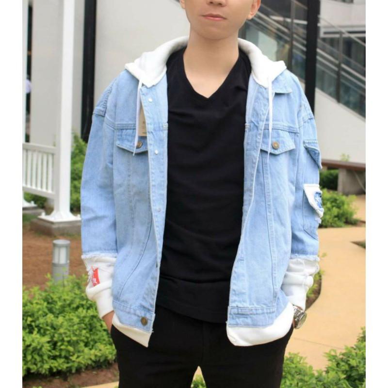 Áo Khoác Jean phối nón nỉ