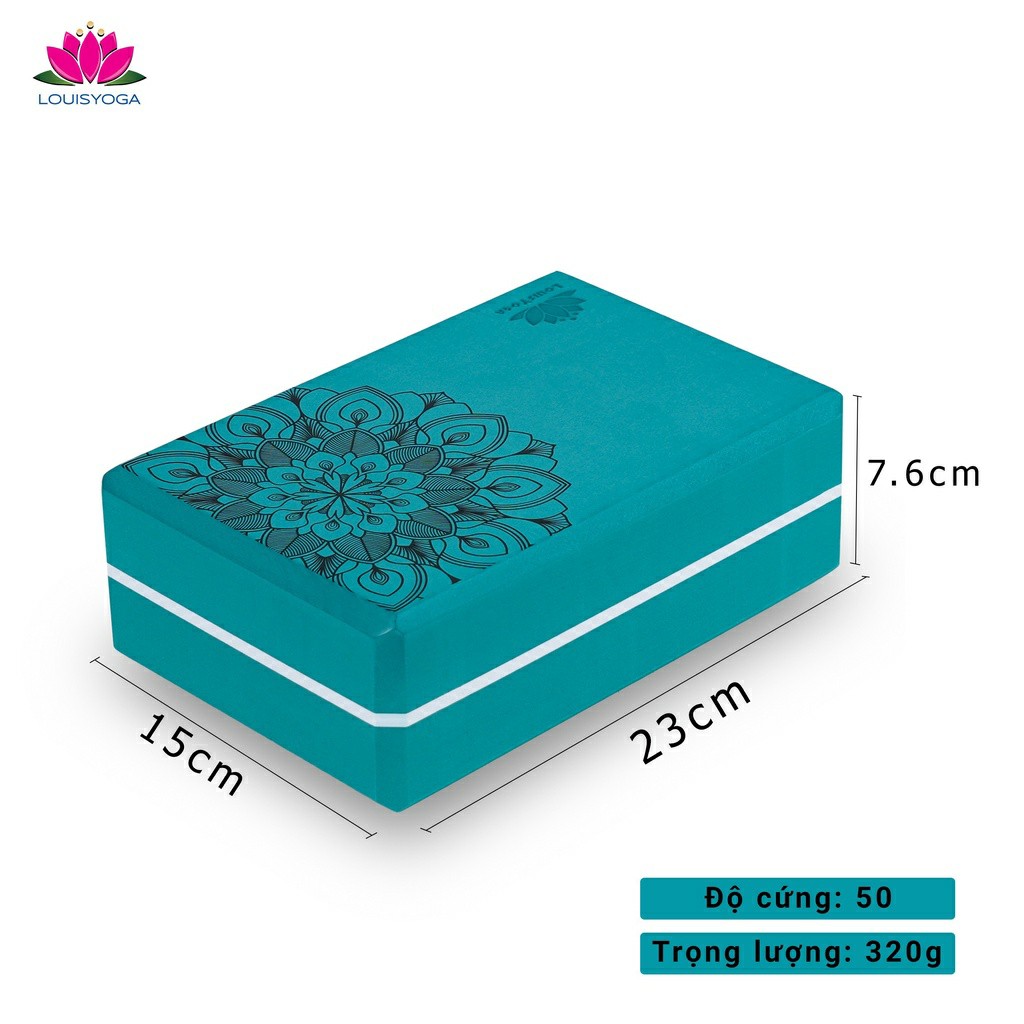 Gạch tập Yoga Louis cao cấp in nổi hoa mandala trọng lượng 320g (giá bán 1 viên) - Thương hiệu LOUIS YOGA