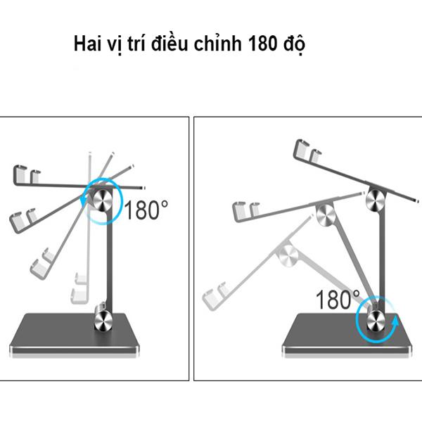 Giá Đỡ Hợp Kim Nhôm Cao Cấp Dành Cho Điện Thoại Máy Tính Bảng VINETTEAM V2 - Hỗ Trợ Tản Nhiệt Chống Mỏi Cổ Vai Gáy Xoay 180 Độ - Hàng Chính Hãng