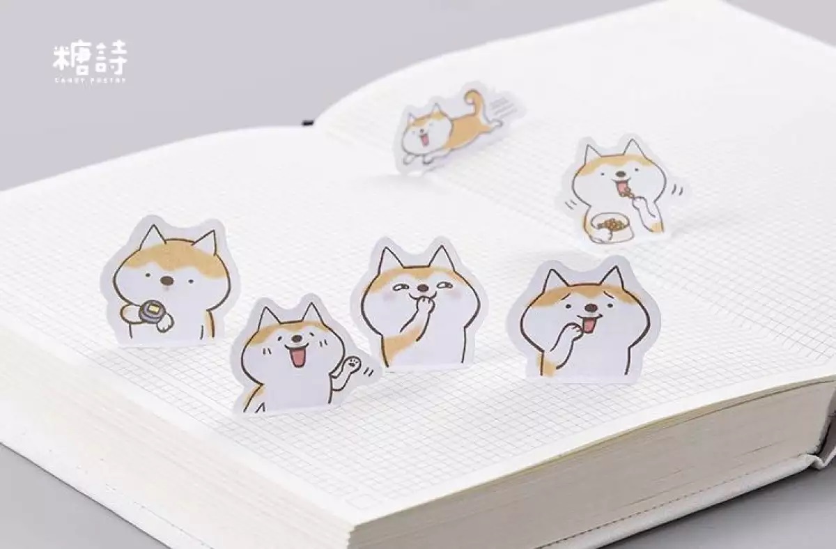 Hộp 45 Miếng Nhãn Dán Sticker Trang Trí Chó Shiba Inu