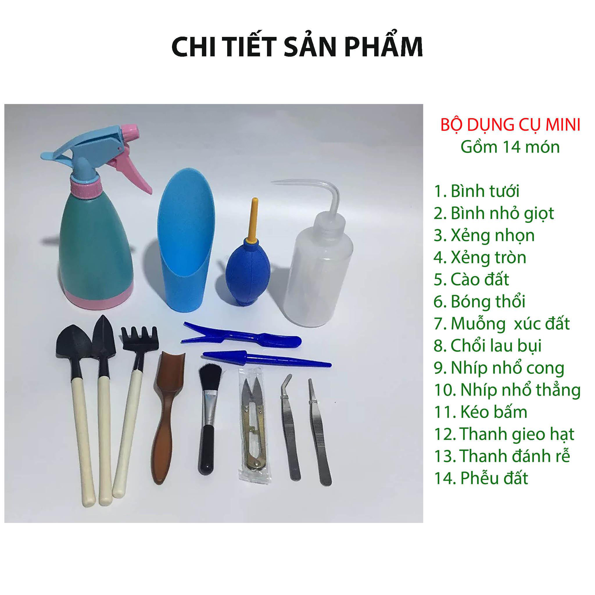 Combo 14 Món Bộ Dụng Cụ Trồng Sen Đá - Bộ Dụng Cụ Làm Vườn Mini TH Garden - Đáp Ứng Đầy Đủ Nhu Cầu Làm Vườn Gia Đình Nhỏ