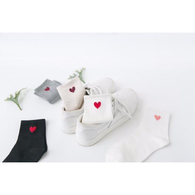 Vớ Cao Cổ Tim Tất Vớ Cotton Cổ Cao In Họa Tiết Tim Phong Cách Nhật Hàn Phong cách Ulzzang