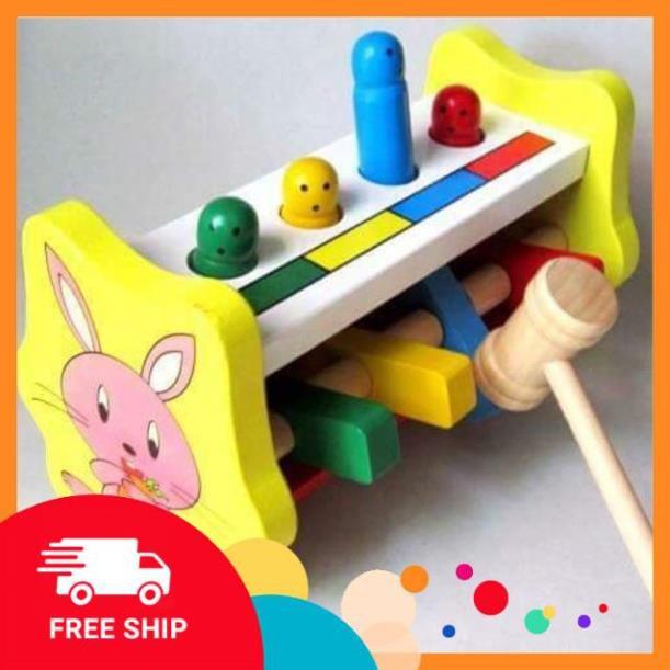 Đồ chơi đập chuột hình thỏ bằng gỗ cao cấp