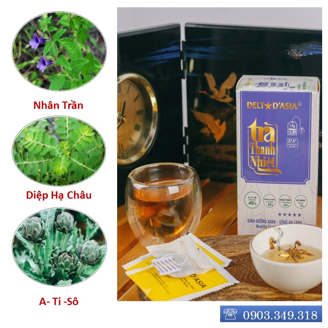 TRÀ THANH NHIỆT HỘP - Delta D'Asia Chống oxy hóa và ngăn ngừa ung thư (25 túi x 1,5 g)