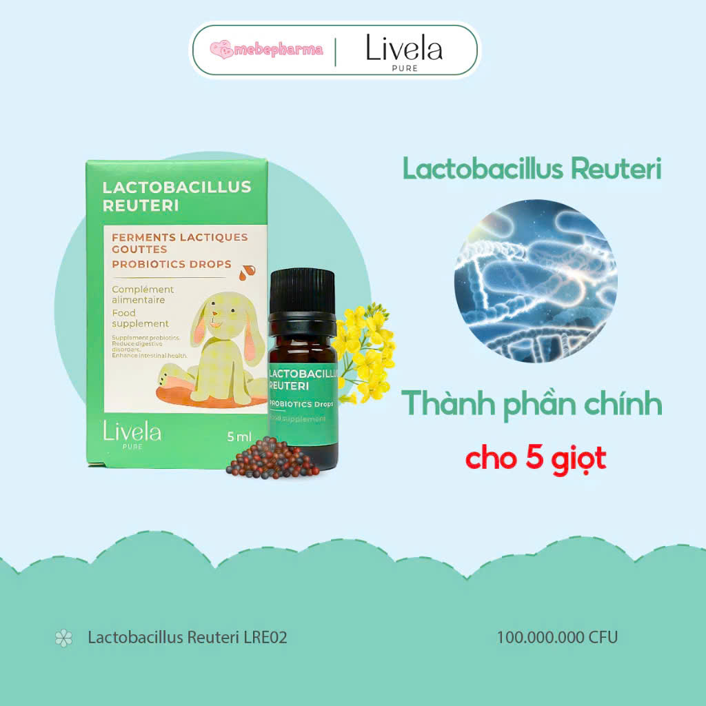 Men vi sinh LACTOBACILLUS REUTERI Bổ sung vi khuẩn có lợi, giảm rối loạn tiêu hoá 5ml