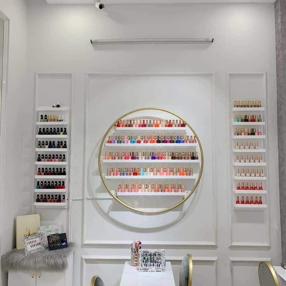 Kệ tròn 2 lớp 60cm - Trang trí phòng nails, cửa hàng nước hoa mini, Mỹ phẩm, Spa