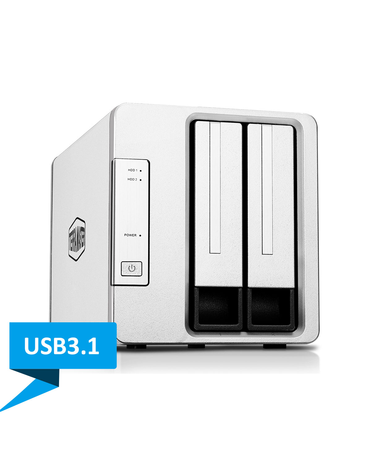 Thiết bị lưu trữ DAS TerraMaster D2-310 USB 3.1 Type-C - 2 khay ổ cứng Hàng chính hãng