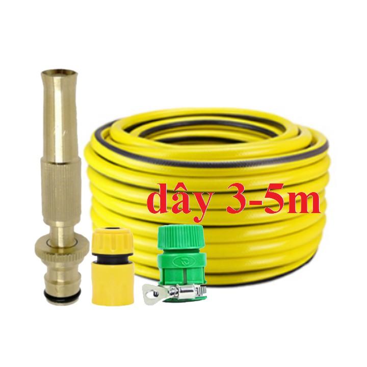 Bộ dây vòi xịt nước rửa xe, tưới cây . tăng áp 3 lần, loại 3m,5m 206587 cút sập,nối vàng+ tặng mở chai