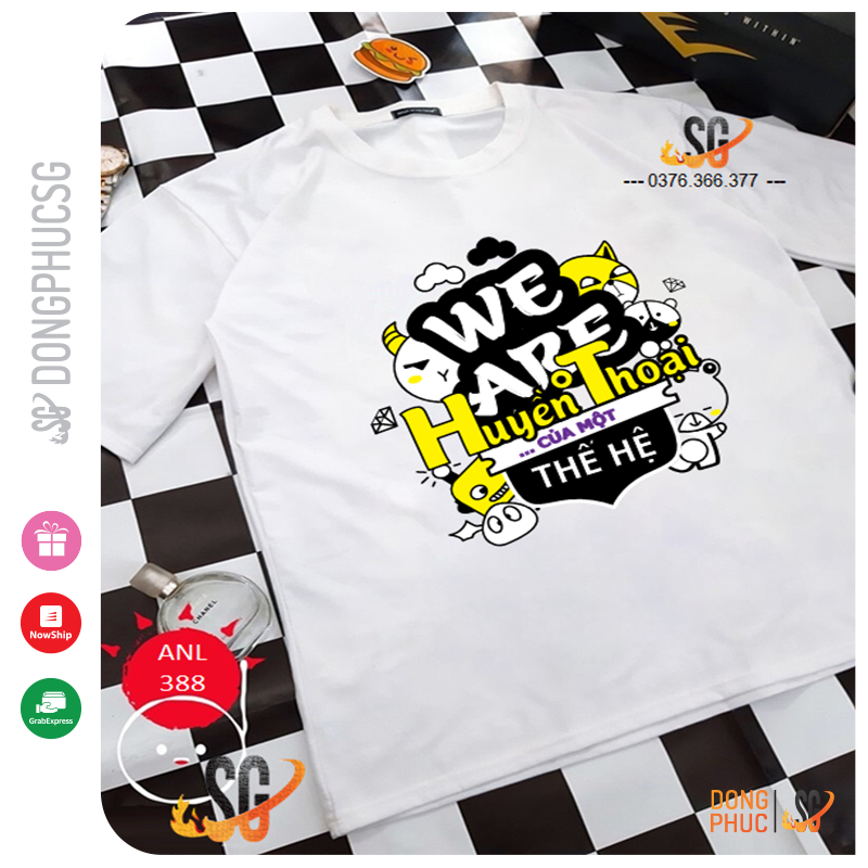Áo thun hội nhóm độc đáo form unisex nam nữ thun cotton dày dặn mềm mịn màu trắng ANL338 | SG