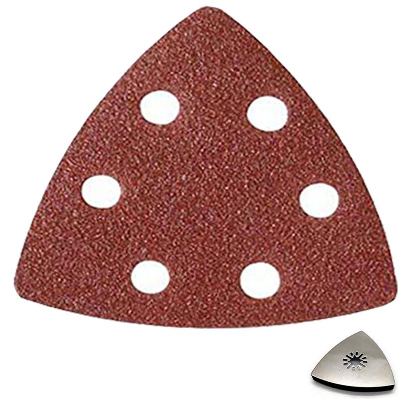 Bộ 10 tấm nhám gỗ delta 90 mm 6 lỗ nhám 60/80/120/180/240 phụ kiện