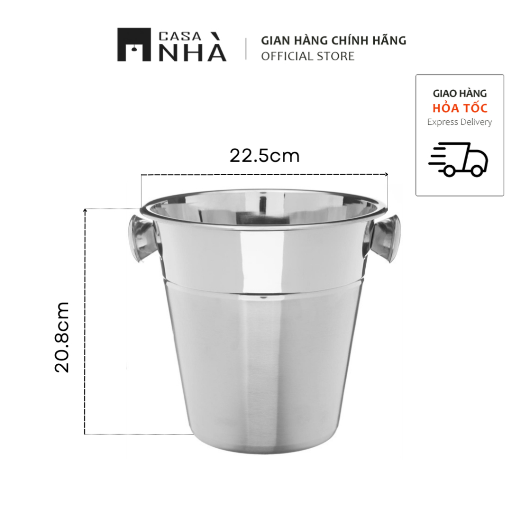 Xô đựng Sâm-panh cao cấp bằng thép không gỉ SILVERA - Xô giữ lạnh Sâm-panh 4,7 Lít