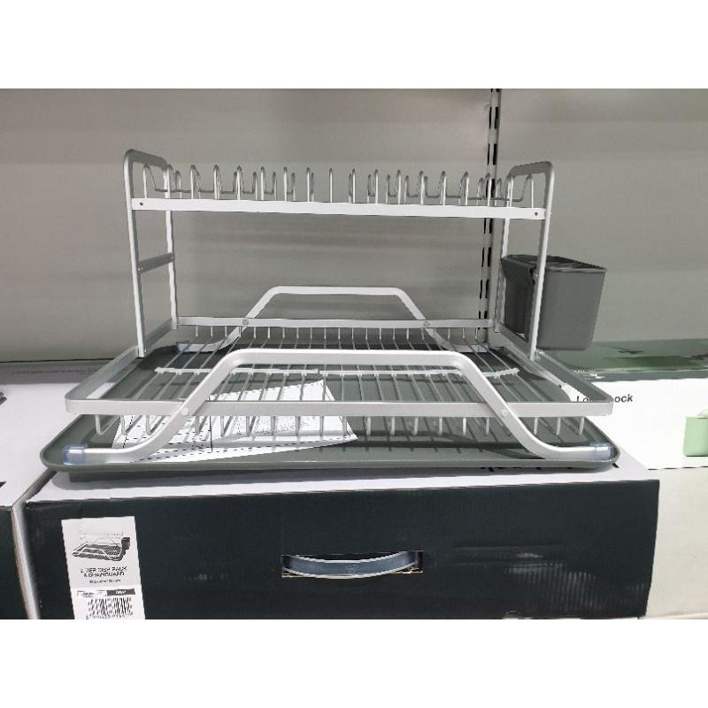 Kệ Chén Dĩa 2 Tầng Bằng Nhôm Cao Cấp LDR208GRY Màu Xám