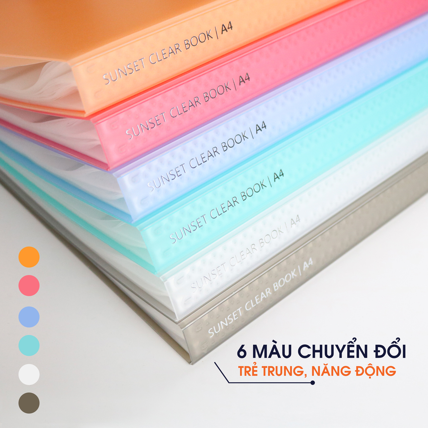 Bìa Lá A4 Sunset AO+, Bìa Chuyển Màu, Túi Dày 0.06 mm
