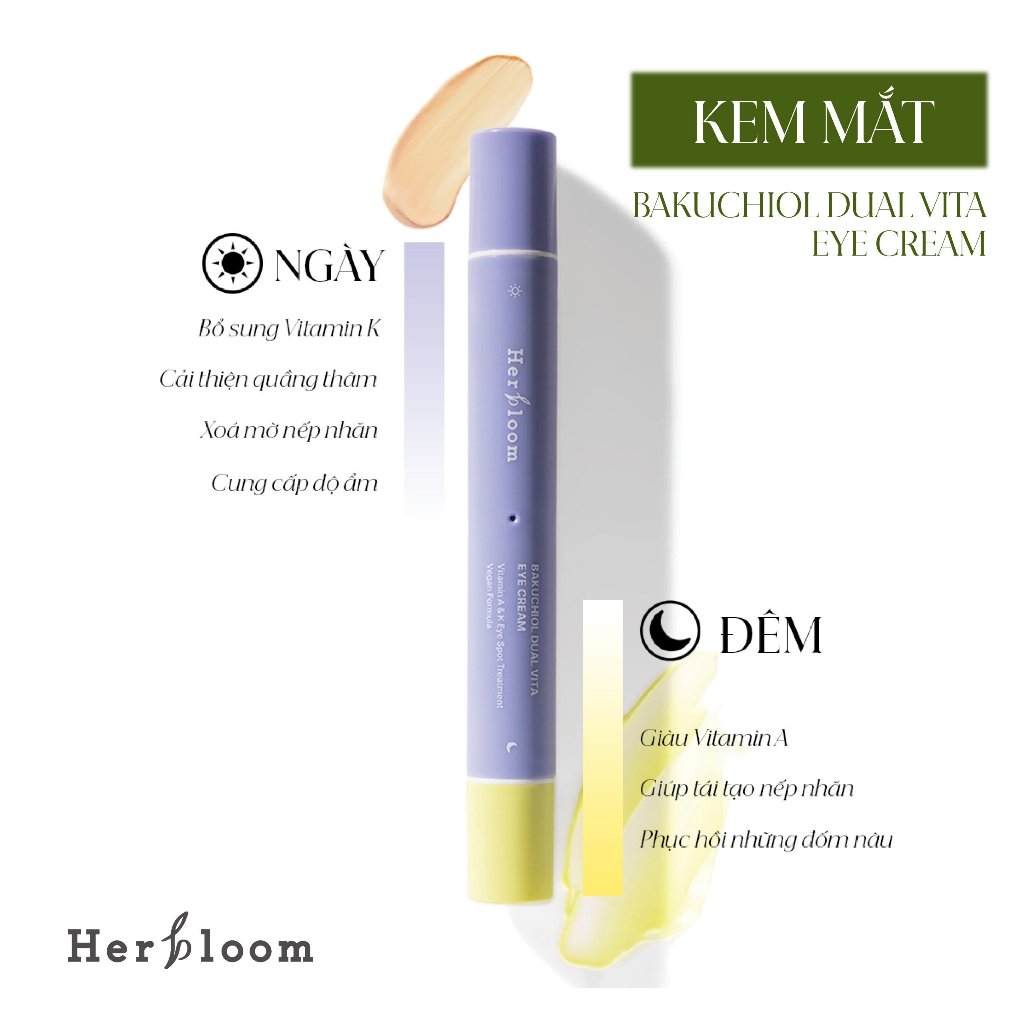 Kem Mắt Herbloom Chống Quầng Thâm Bakuchiol Dual Vita Eye Cream 2in1 (ngày &amp; đêm) 16ML