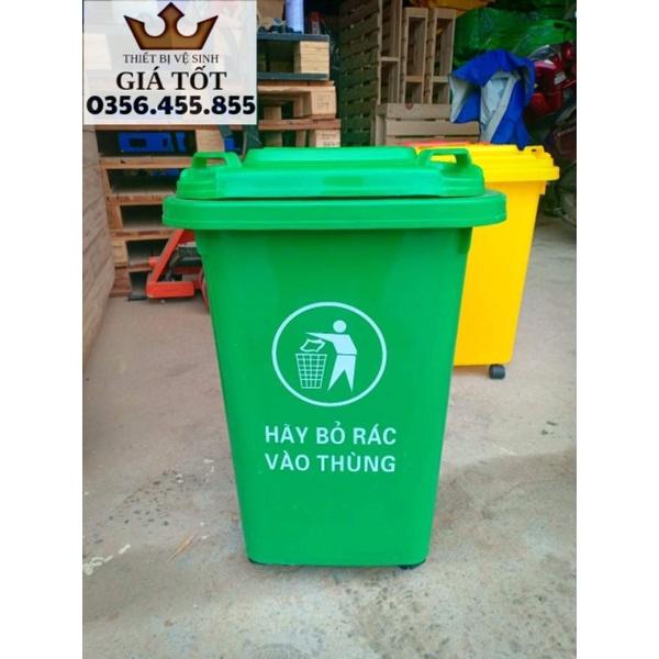 Thùng rác nhựa công cộng 60l 4 bánh xe màu xanh ( hàng nhập khẩu )