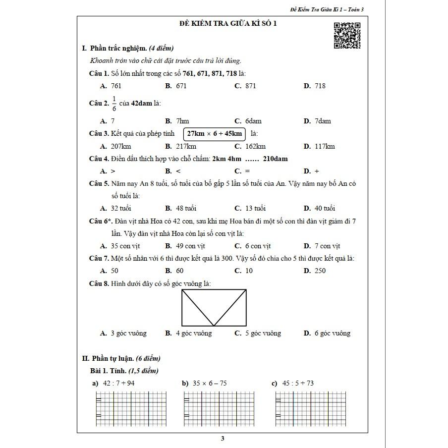 Sách - Combo Bài Tập Tuần và Đề Kiểm Tra lớp 3 - Toán và Tiếng Việt học kì 1 (4 cuốn)