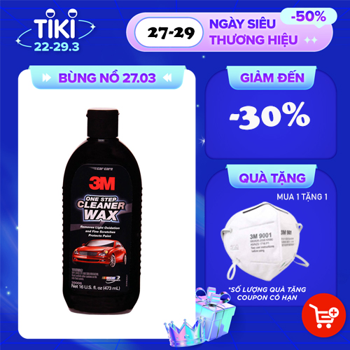 Dung Dịch Phá Xước Và Tạo Bóng Bề Mặt Sơn Ô Tô 3M 39006 3M One Step Cleaner Wax (473ml)