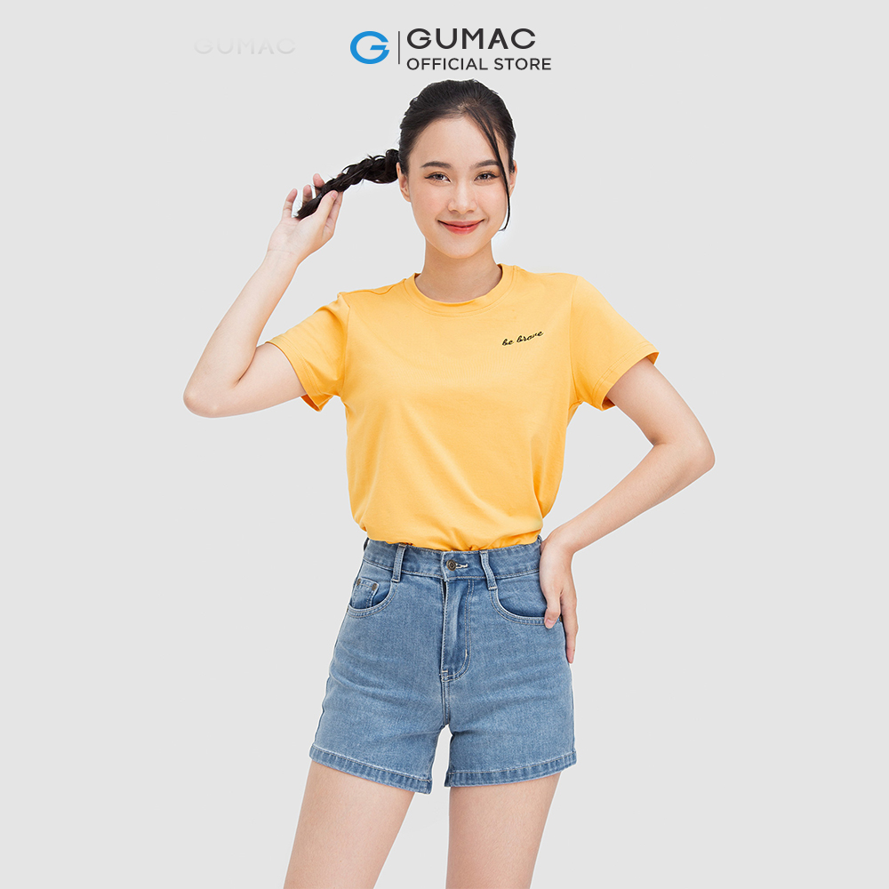 Áo thun nữ GUMAC ATC05064 thêu Be Brave
