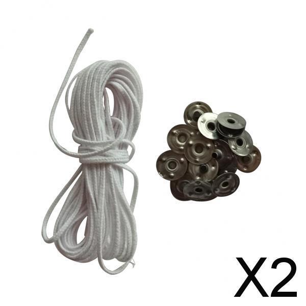 2x5m Cotton Candle Wicks Core with 20pcs Metal Sustainers for Candle Making