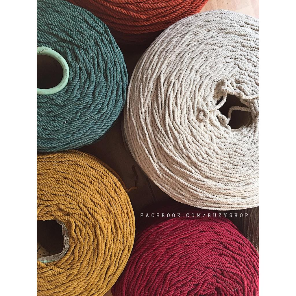 (Bó=50mét)Dây cotton 3mm- 5mm(đan màng kiểu macrame )nhiều màu