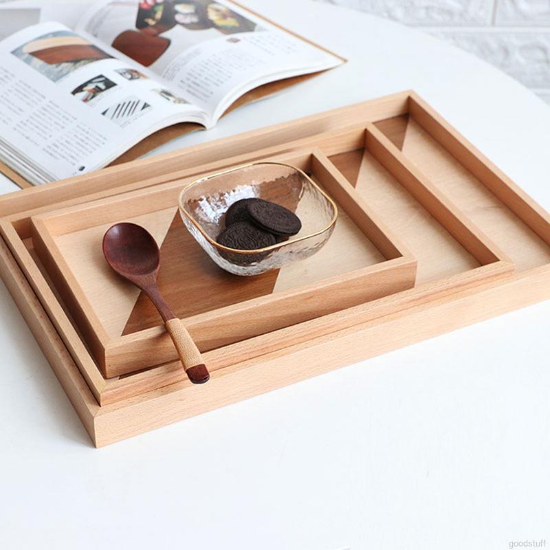 Khay Gỗ Hình Chữ Nhật Dùng Để Đựng Cà Phê Tiện Dụng